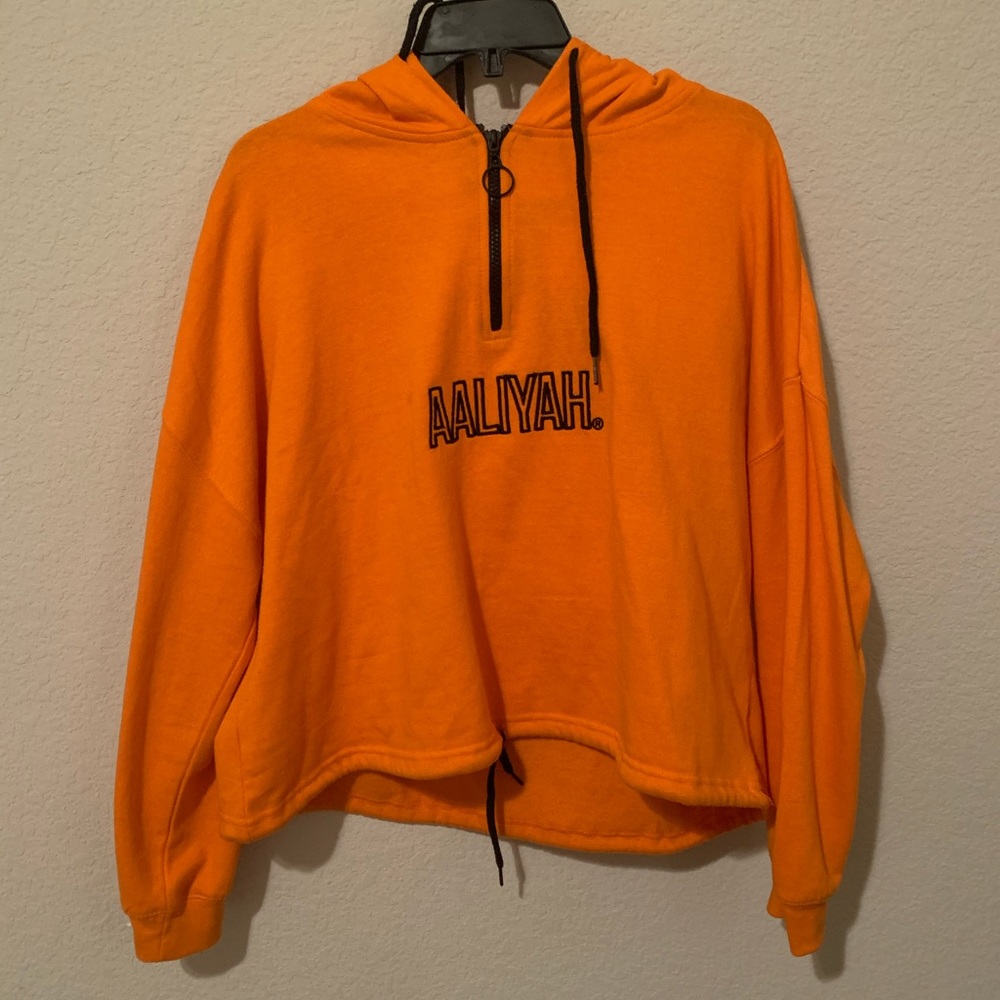 neon orange aaliyah drawstring hoodie
